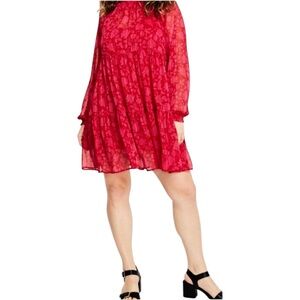 On 34th Floral-Print High-Neck Tiered Mini Dress Women’s Size 3X or 22W-24W